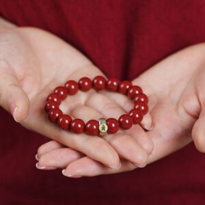 Natural Raw - ore Star - light Purple Cinnabar Guardian Deity Bracelet with Vermilion Natal Buddha and Zodiac Motifs