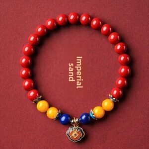 Natural Raw-Ore Cinnabar Bracelet for Blessing and Fortune-Turning - 【Beeswax Style】Imperial Cinnabar