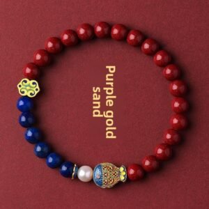 Natural Raw-Ore Cinnabar Bracelet for Blessing and Fortune-Turning - 【Koi Style】Purple Gold Cinnabar