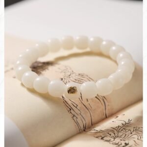 White Jade Bodhi Root Bracelet 10mm